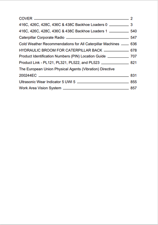 Caterpillar Cat 416C Backhoe Loader Operation and Maintenance Manual PDF | S/N 1WR