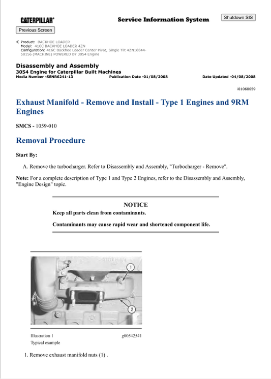 Caterpillar Cat 416C Backhoe Loader Service and Repair Manual PDF | S/N 4ZN