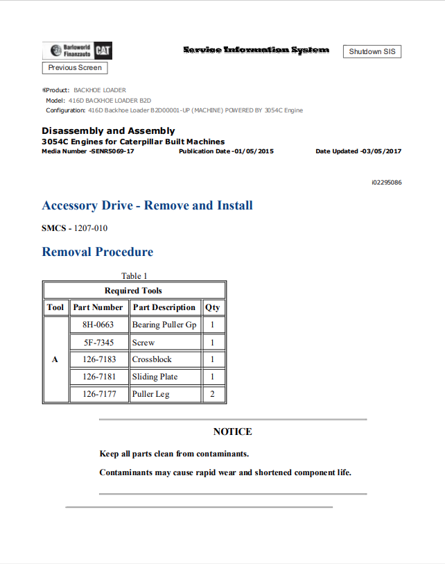 Caterpillar Cat 416D Backhoe Loader Service and Repair Manual PDF | S/N B2D