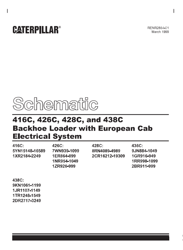 Caterpillar Cat 416 Backhoe Loader Electrical And Hydraulics Schematic Manual PDF | S/N 5YN