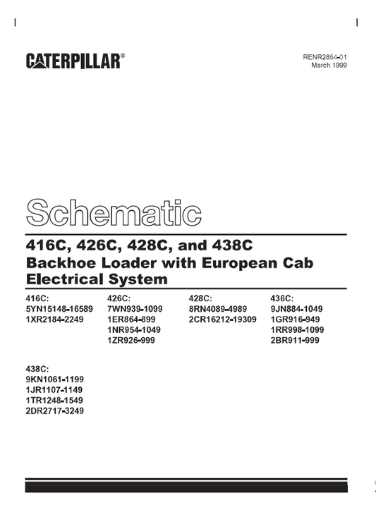 Caterpillar Cat 416 Backhoe Loader Electrical And Hydraulics Schematic Manual PDF | S/N 5YN