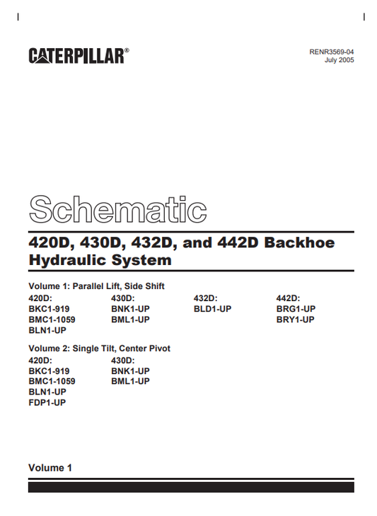 Caterpillar Cat 420D Backhoe Loader Electrical And Hydraulics Schematic Manual PDF | S/N FDP