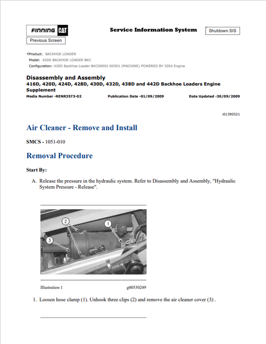 Caterpillar Cat 420D Backhoe Loader Service and Repair Manual PDF | S/N BKC