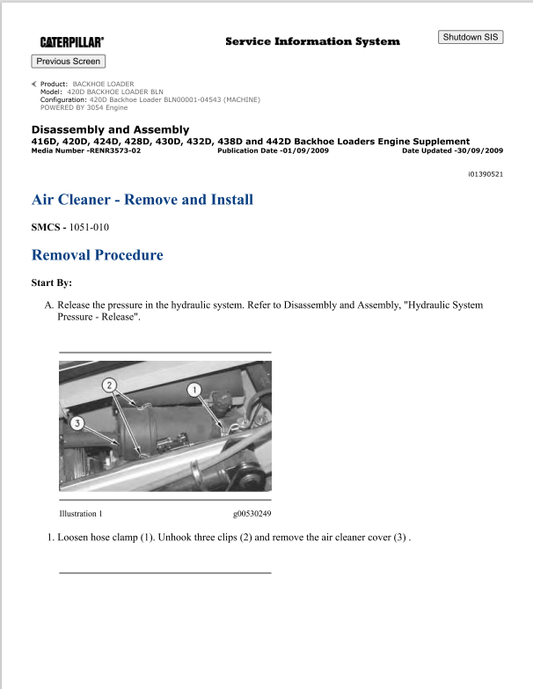 Caterpillar Cat 420D Backhoe Loader Service and Repair Manual PDF | S/N BLN