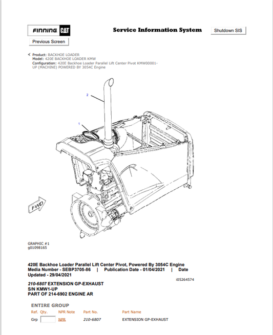 Caterpillar Cat 420E Backhoe Loader Parts Catalogue Manual PDF | S/N KMW