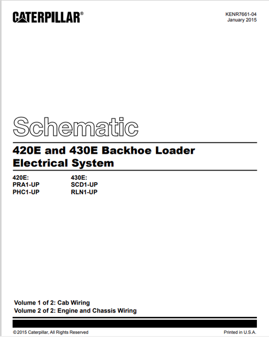 Caterpillar Cat 420E Backhoe Loader Schematic Manual PDF | S/N PRA
