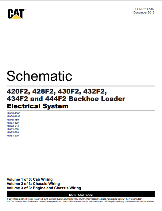 Caterpillar Cat 420F2, 428F2, 430F2, 432F2, 434F2 and 444F2 Backhoe Loader Electrical System Schematic Manual PDF | S/N HWD