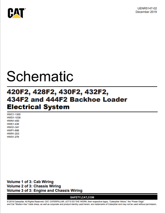 Caterpillar Cat 420F2 Backhoe Loader Schematic Manual PDF | S/N HWC