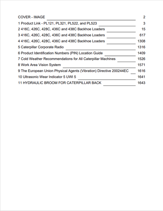 Caterpillar Cat 428C Backhoe Loader Operation and Maintenance Manual PDF | S/N 8RN