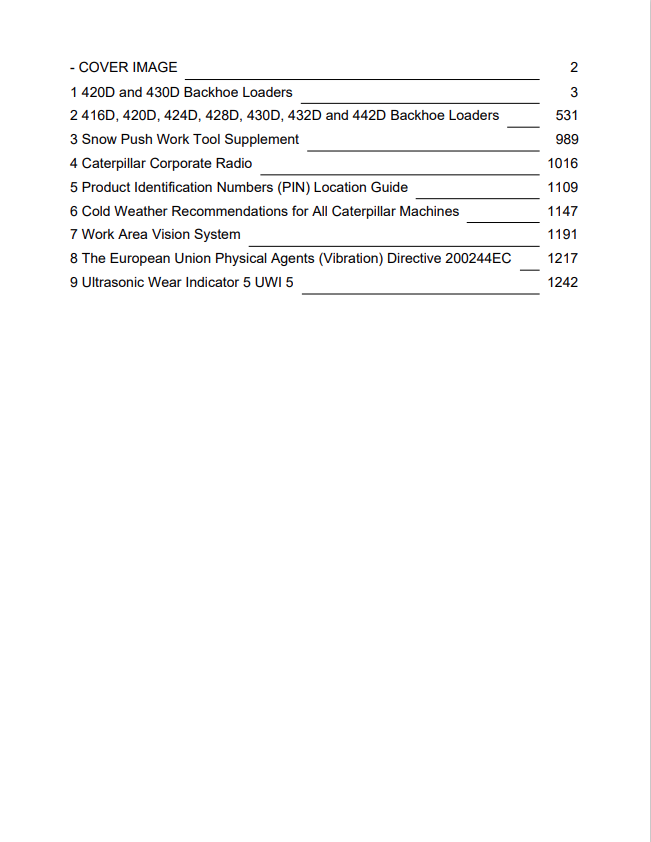 Caterpillar Cat 430D Backhoe Loader Operation and Maintenance Manual PDF | S/N BML