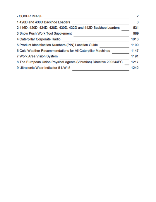 Caterpillar Cat 430D Backhoe Loader Operation and Maintenance Manual PDF | S/N BML