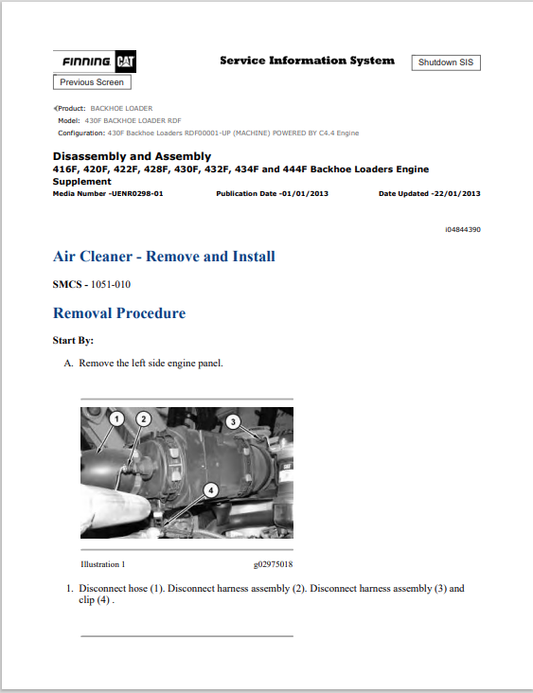 Caterpillar Cat 430F Backhoe Loader Service and Repair Manual PDF | S/N RDF