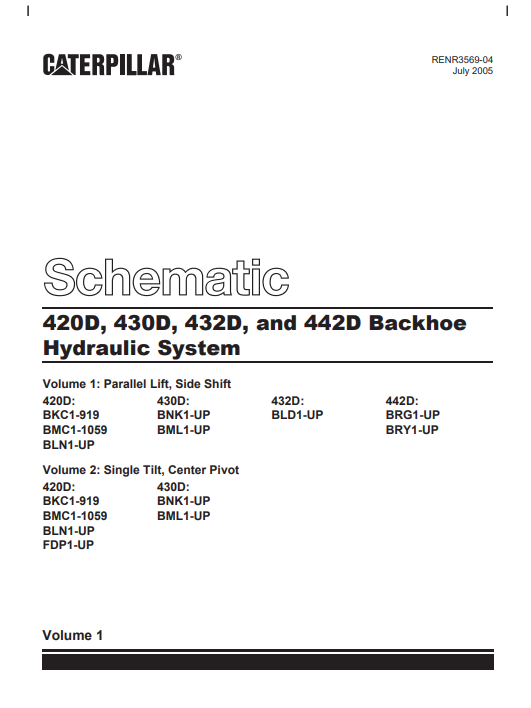 Caterpillar Cat 432D Backhoe Loader Electrical and Hydraulic Schematic Manual PDF | S/N BLD&nbsp;