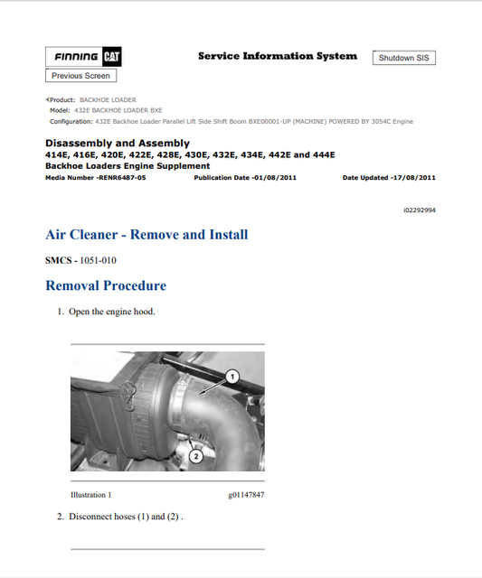 Caterpillar Cat 432E Backhoe Loader Service and Repair Manual PDF | S/N BXE