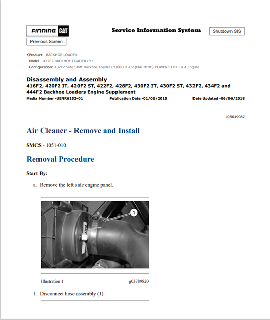 Caterpillar Cat 432F2 Backhoe Loader Service and Repair Manual PDF | S/N LYJ