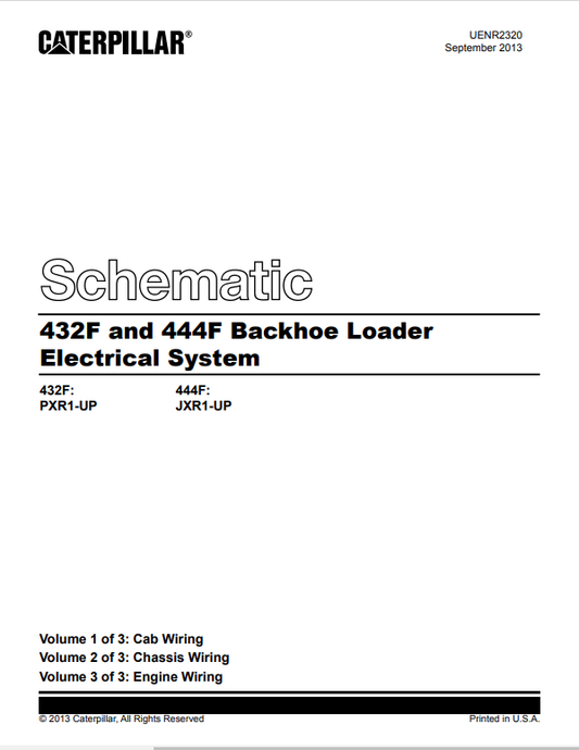 Caterpillar Cat 432F Backhoe Loader Electrical and Hydraulic Schematic Manual PDF | S/N PXR