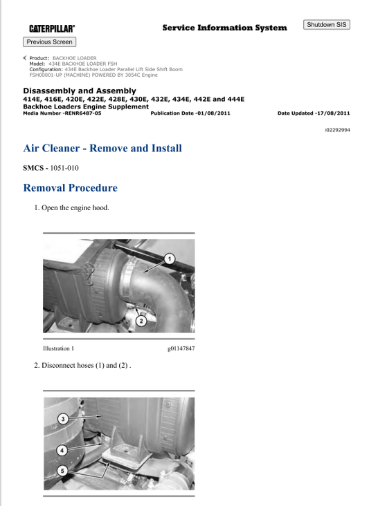 Caterpillar Cat 434E Backhoe Loader Service and Repair Manual PDF | S/N FSH