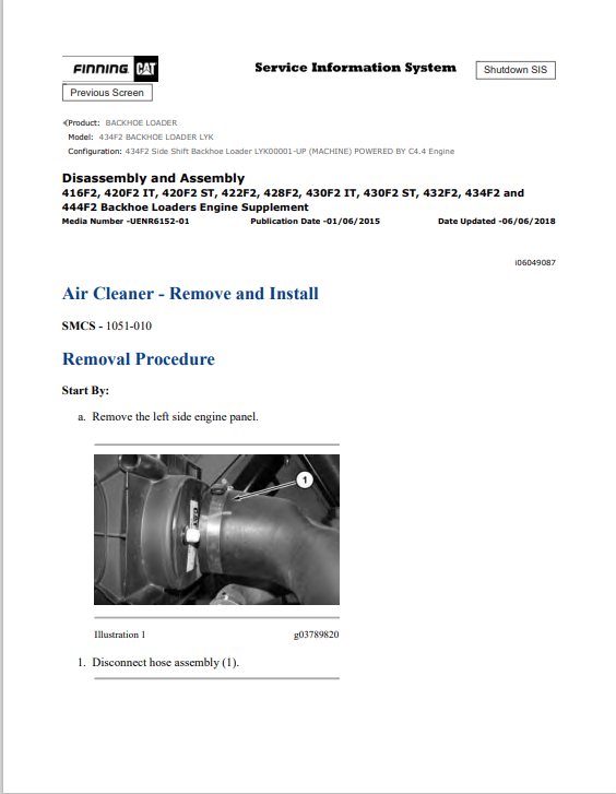 Caterpillar Cat 434F2 Backhoe Loader Service and Repair Manual PDF | S/N LYK