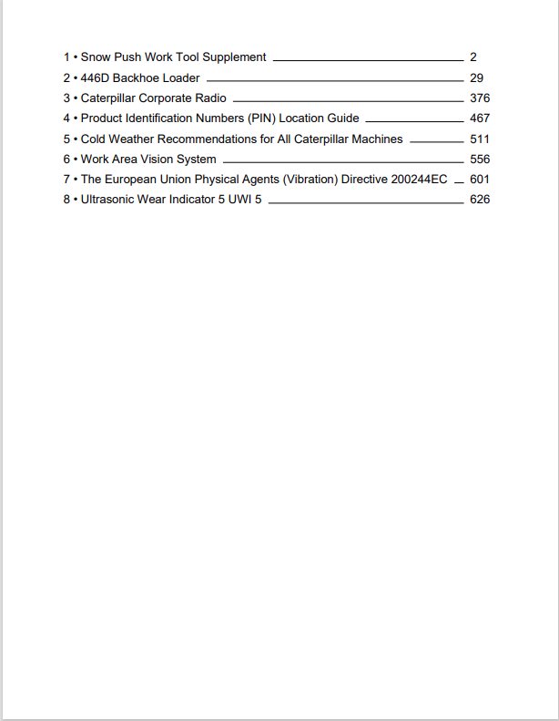Caterpillar Cat 446D Backhoe Loader Operation and Maintenance Manual PDF | S/N DBL