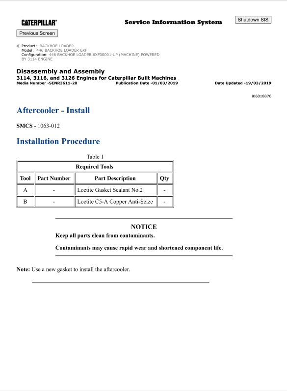 Caterpillar Cat 446 Backhoe Loader Service and Repair Manual PDF | S/N 6XF