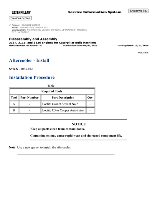 Caterpillar Cat 446 Backhoe Loader Service and Repair Manual PDF | S/N 6XF