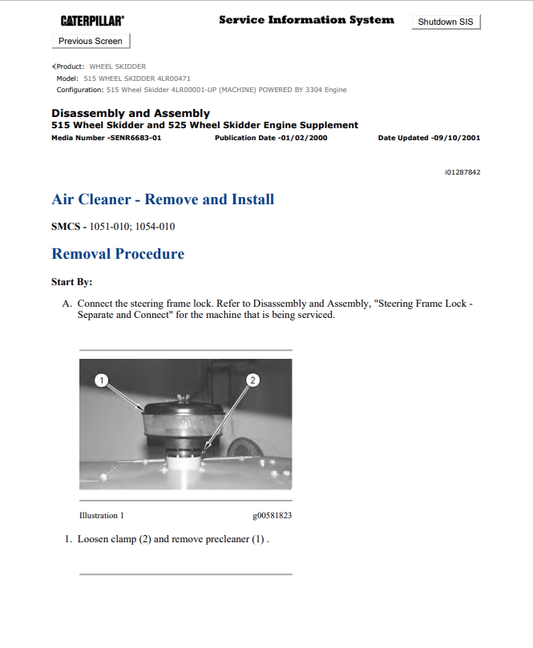 Caterpillar Cat 515 Wheel Skidder Service and Repair Manual PDF | S/N 4LR00471