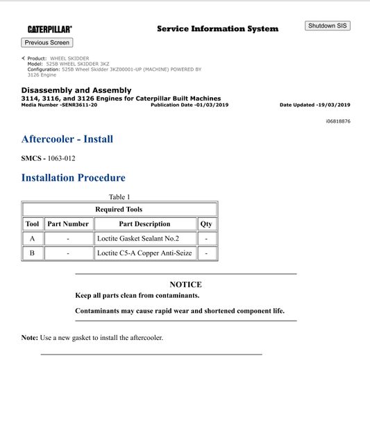 Caterpillar Cat 525B Wheel Skidder Service and Repair Manual PDF | S/N 3KZ