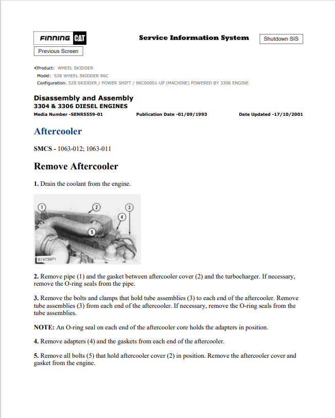 Caterpillar Cat 528 Wheel Skidder Service and Repair Manual PDF | S/N 96C