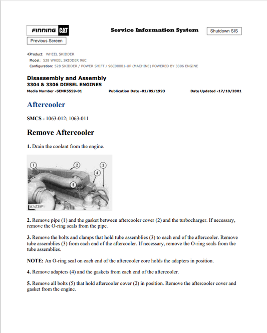 Caterpillar Cat 528 Wheel Skidder Service and Repair Manual PDF | S/N 96C