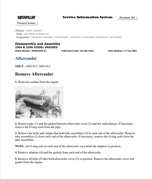 Caterpillar Cat 528 Wheel Skidder Service and Repair Manual PDF | S/N 97C