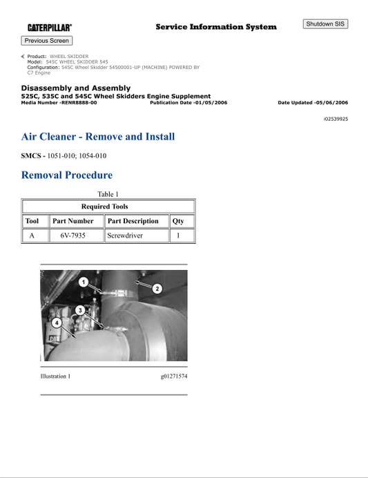 Caterpillar Cat 545C Wheel Skidder Service and Repair Manual PDF | S/N 545
