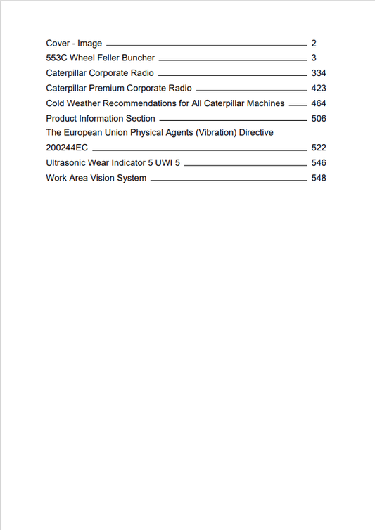 Caterpillar Cat 553C Wheel Feller Buncher Operation and Maintenance Manual PDF | S/N W53