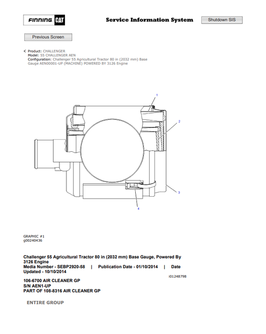 Caterpillar Cat 55 Challenger Parts Catalogue Manual PDF | S/N AEN