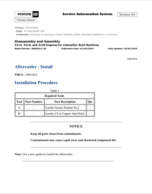Caterpillar Cat 55 Challenger Service and Repair Manual PDF | S/N 7DM