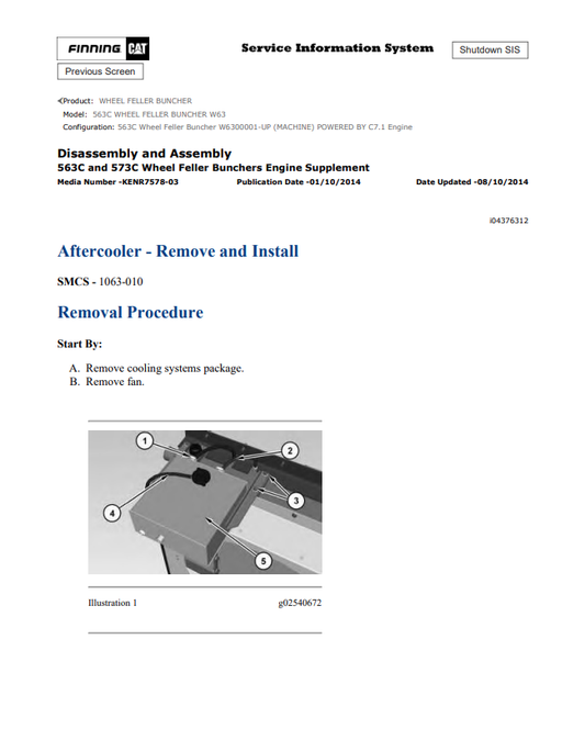 Caterpillar Cat 563C Wheel Feller Buncher Service and Repair Manual PDF | S/N W63