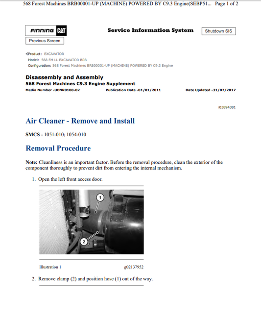 Caterpillar Cat 568 FM LL Excavator Service and Repair Manual PDF | S/N BRB