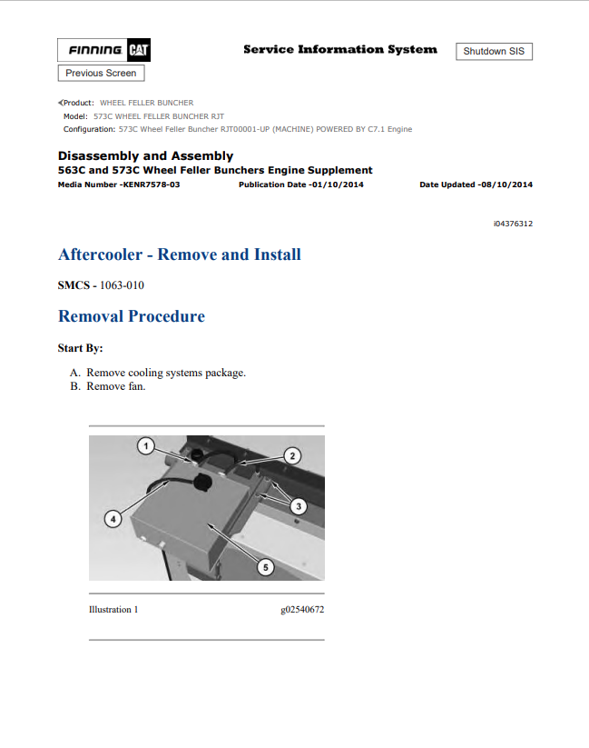 Caterpillar Cat 573C Wheel Feller Buncher Service and Repair Manual PDF | S/N RJT