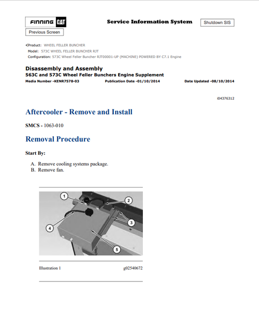 Caterpillar Cat 573C Wheel Feller Buncher Service and Repair Manual PDF | S/N RJT