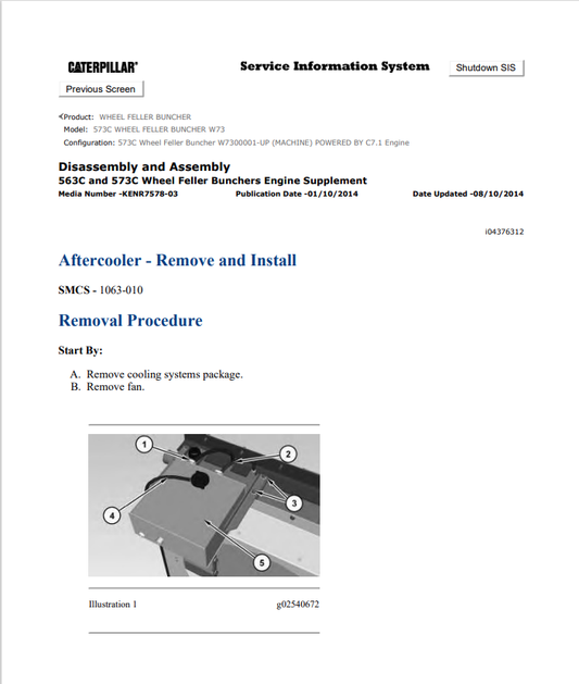 Caterpillar Cat 573C Wheel Feller Buncher Service and Repair Manual PDF | S/N W73
