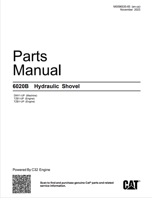 Caterpillar Cat 6020B Hydraulic Shovel Parts Catalogue Manual PDF | S/N DNY