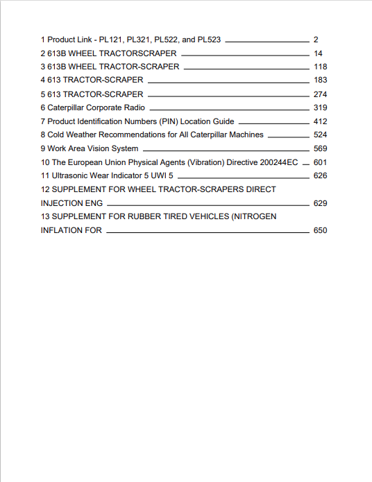 Caterpillar Cat 613B Wheel Scraper Operation And Maintenance Manual PDF | S/N 72M