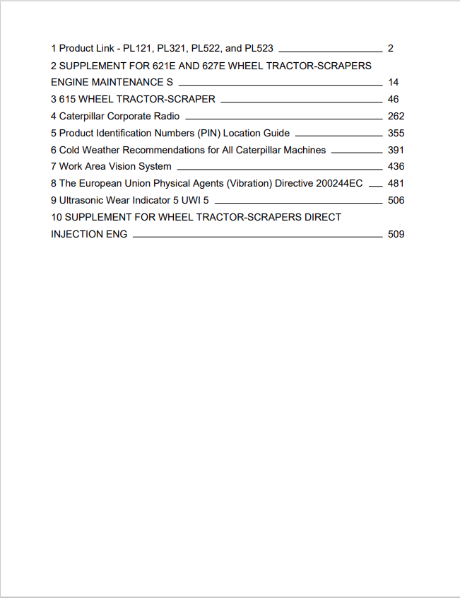 Caterpillar Cat 615 Wheel Scraper Operation and Maintenance Manual PDF | S/N 47Z