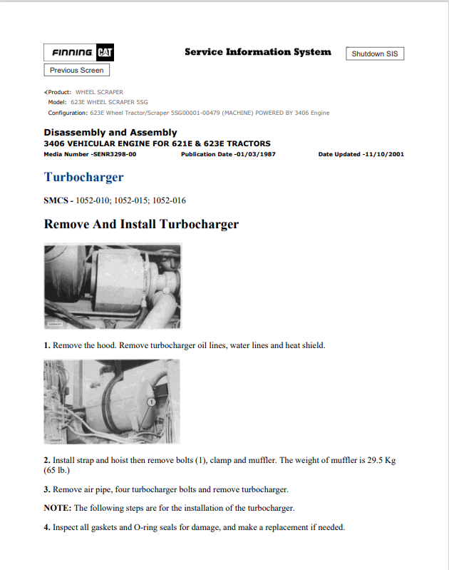 Caterpillar Cat 623E Wheel Scraper Parts Catalogue Manual PDF | S/N 5SG