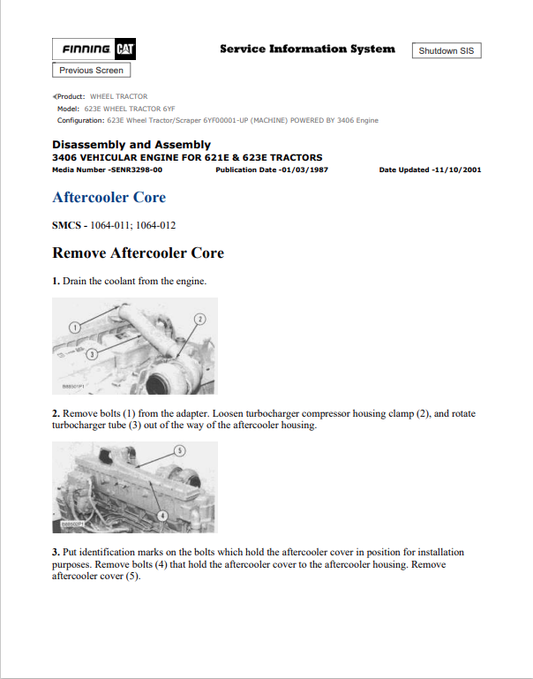 Caterpillar Cat 623E Wheel Tractor Service and Repair Manual PDF | S/N 6YF
