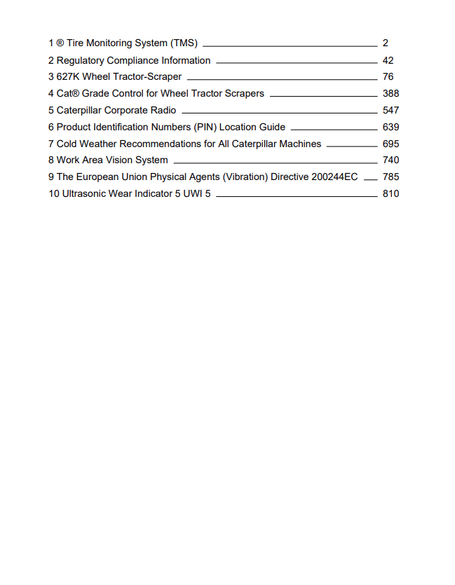 Caterpillar Cat 627K Wheel Tractor-scraper Operation and Maintenance Manual PDF | S/N WTC