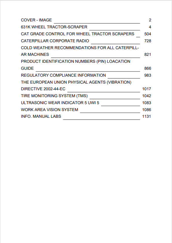 Caterpillar Cat 631K Wheel Tractor-scrape Operation and Maintenance Manual PDF | S/N WTR
