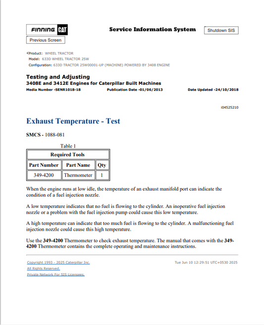 Caterpillar Cat 633D Wheel Tractor Service and Repair Manual PDF | S/N 25W