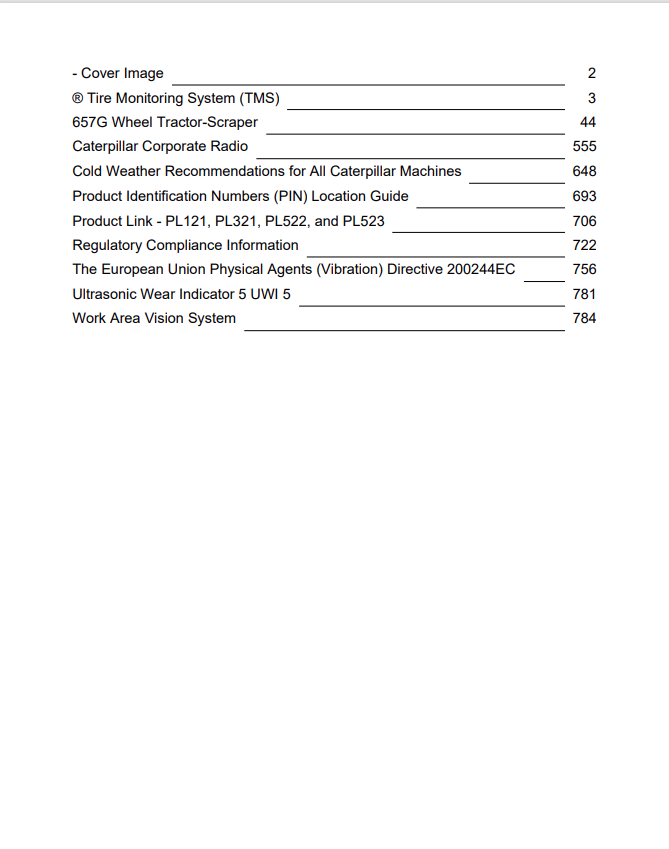 Caterpillar Cat 657G Wheel Tractor Operation and Maintenance Manual PDF | S/N W1C