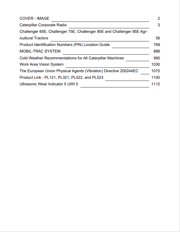 Caterpillar Cat 65E Challenger Operation and Maintenance Manual PDF | S/N 6GS