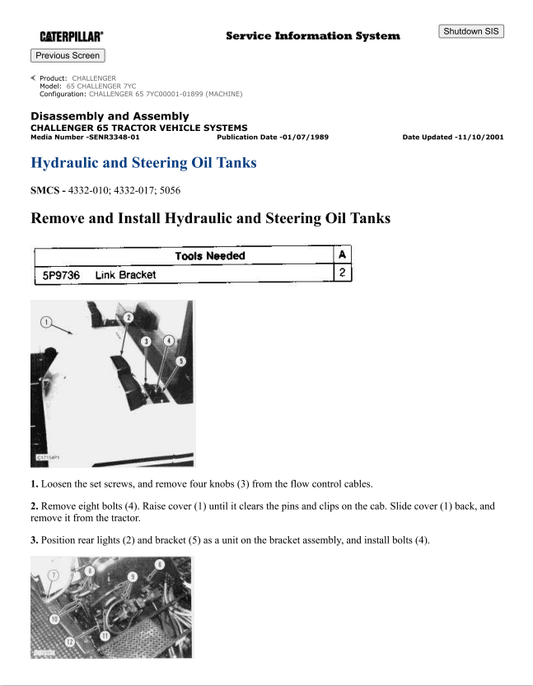 Caterpillar Cat 65 Challenger Service and Repair Manual PDF | S/N 7YC